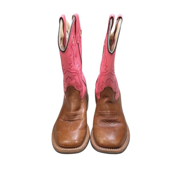 Old West Wide Square Toe 3 Kids Pink Cowgirl Boots Western Boho Outdoors - Picture 3 of 7